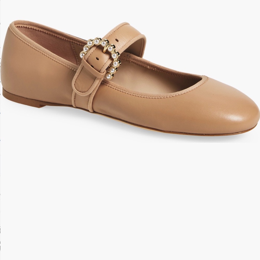 Stuart Weitzman Tan Mary Jane Flats